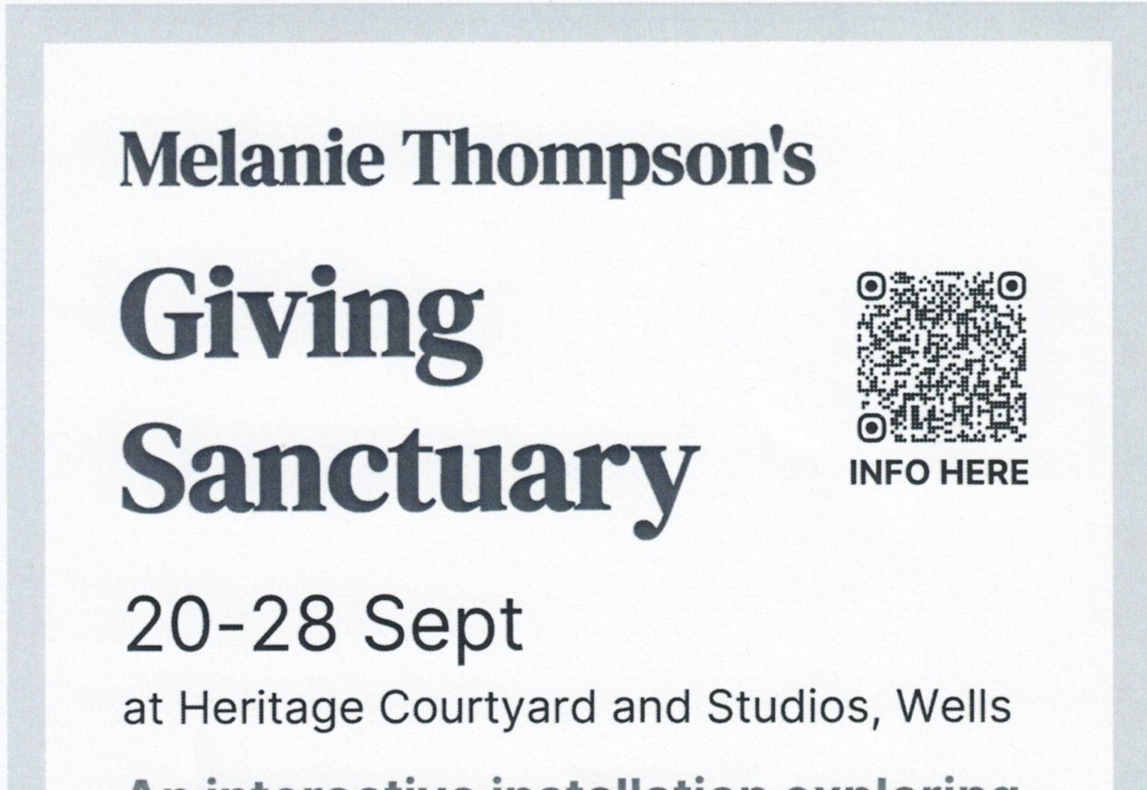 Melanie Thompsons - GIVING SANCTUARY